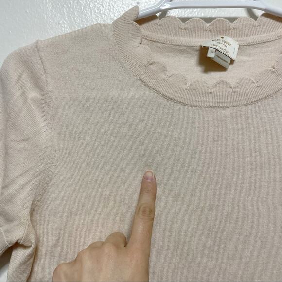 Kate Spade Light Pink Short Sleeved Scallop Detail Sweater - Picture 6 of 7